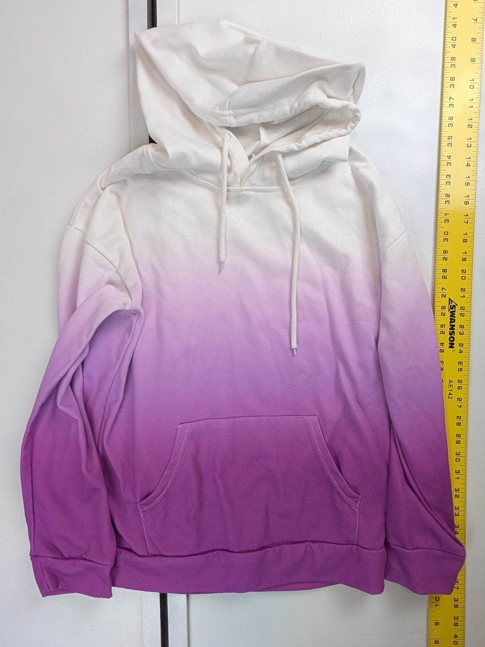 SHEIN White to Purple Ombre Drawstring Hoodie